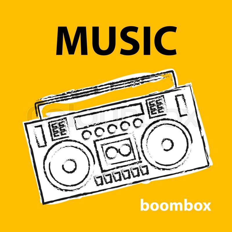 800x800 Boombox, Vector, Drawing, Illustration, Retro, Sketch Stock