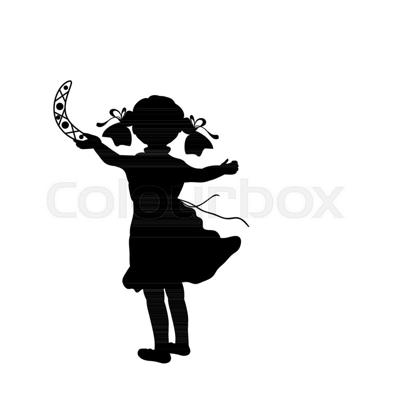 800x800 Silhouette Girl Game Throws Boomerang. Vector Illustration Stock