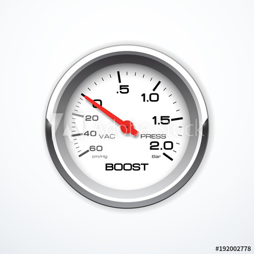 500x500 Vector Boost Meter Isolated. Intake Air Pressure Gauge