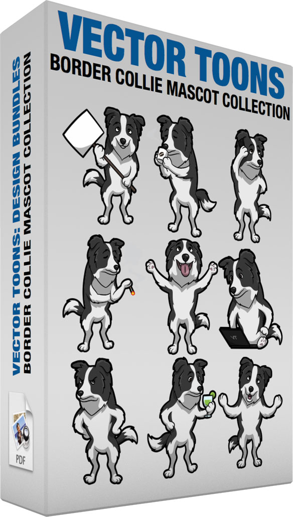 584x1029 Border Collie Mascot Collection Clipart By Vector Toons