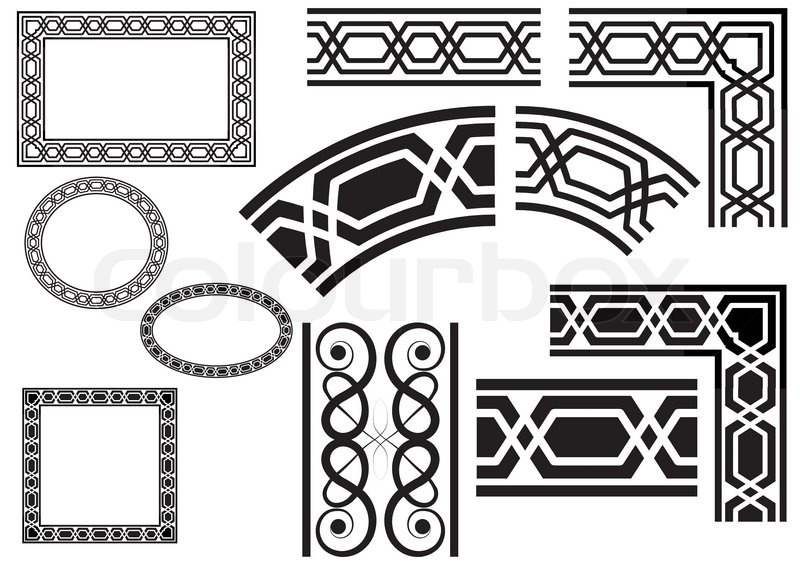 800x566 Border, Border, Corner Decorated With Geometric Designs Stock