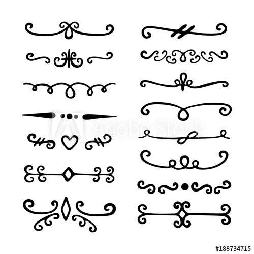 500x500 Hand Drawn Dividers And Border Lines. Set Of Black Vector Design