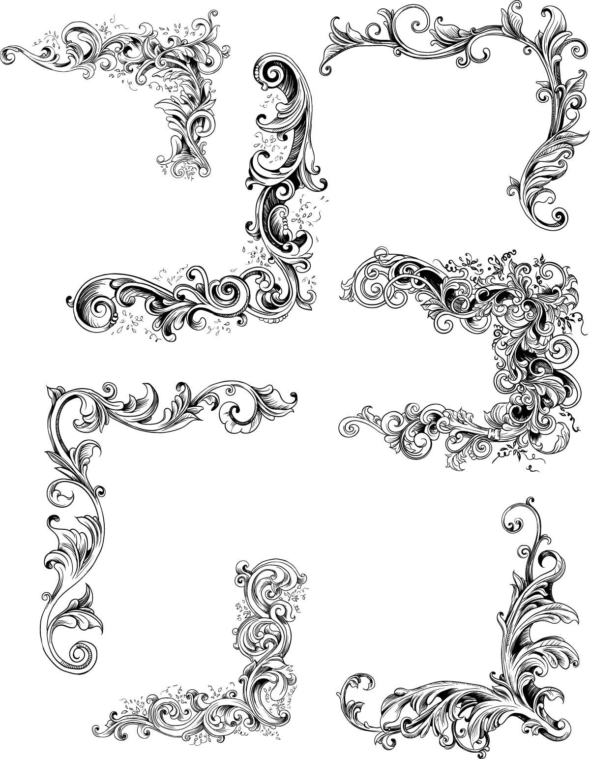 1200x1543 Decorative Elements Vintage Set Vector Free Vector Clip Art