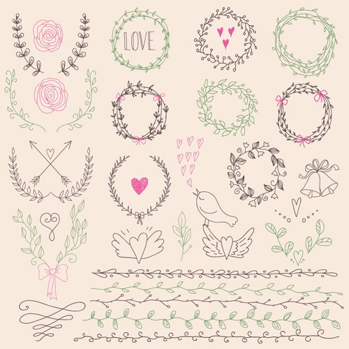 500x500 Hand Drawn Floral Frame With Border Vector 01 Free Download