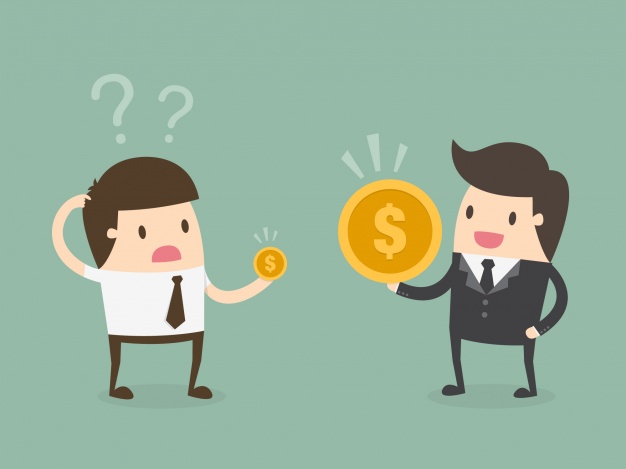 626x469 Boss And Employee With Coins Vector Free Download
