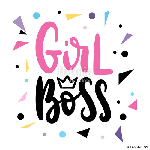 500x500 Girl Boss Vector Poster. Brush Calligraphy Isolated On White