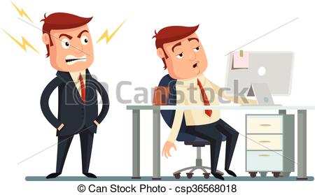 450x279 Angry Boss. Vector Flat Cartoon Illustration.
