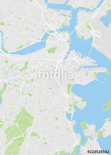 357x500 City Map Boston, Color Detailed Plan, Vector Illustration Stock