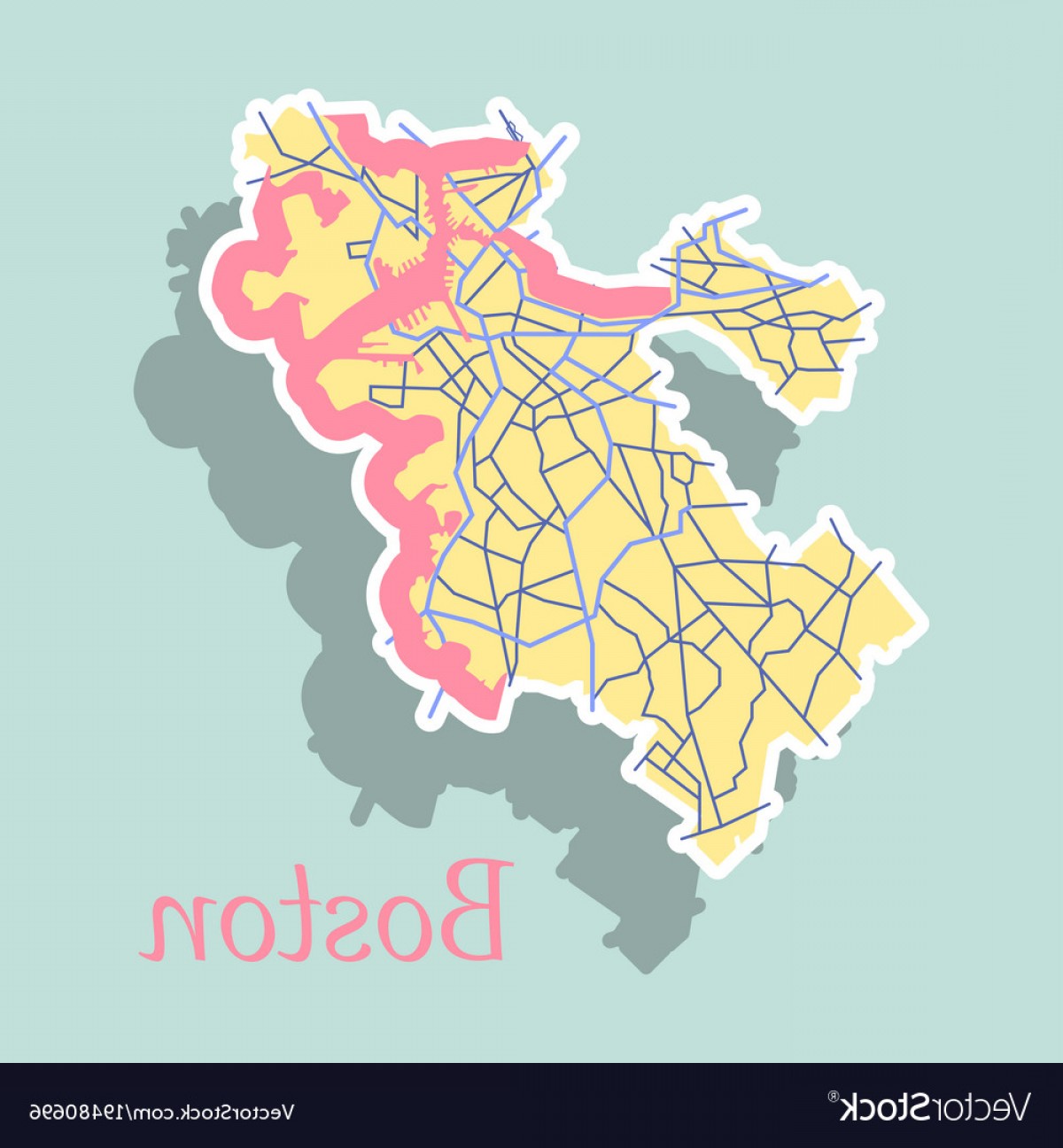 1200x1296 Map Of Boston City Sticker Vector Lazttweet
