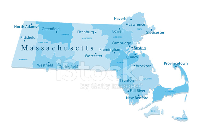 660x440 Massachusetts Vector Map Regions Isolated Stock Vector