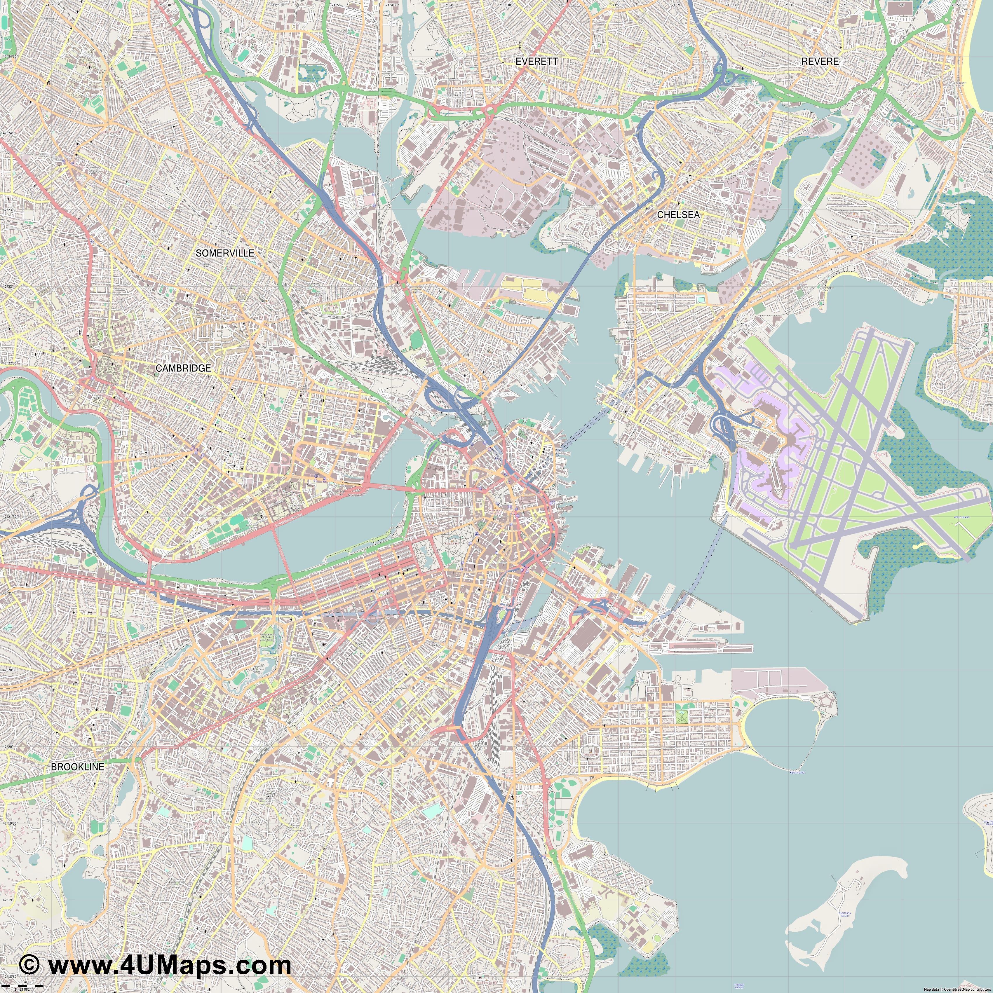 3402x3403 Pdf, Svg Scalable Vector City Map Boston