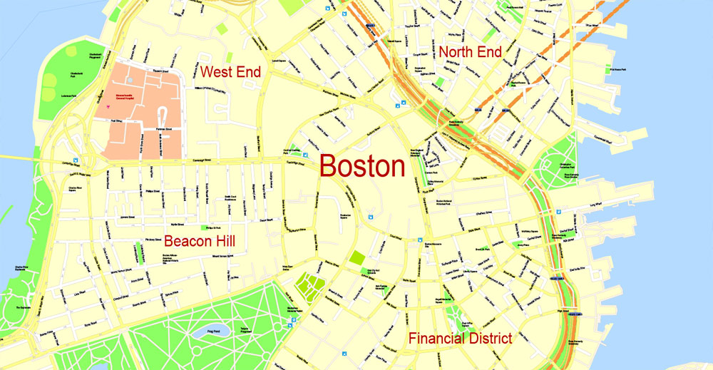 Boston Map Vector at GetDrawings | Free download