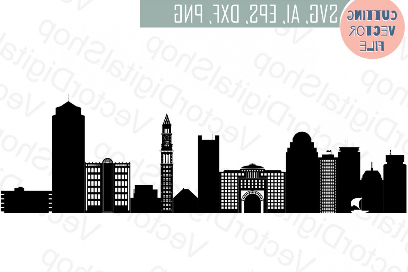 1389x926 Boston Skyline Vector Massachusetts Usa City Svg Jpg Png Dwg Cdr