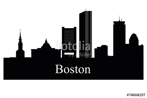 500x334 Boston City Skyline Silhouette Background. Vector Illustration