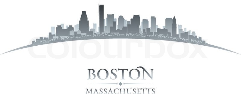800x311 Boston Massachusetts City Skyline Silhouette. Vector Illustration