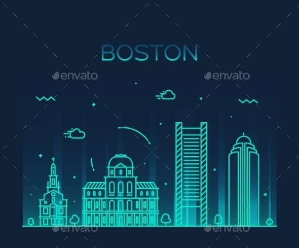 590x489 Boston Skyline Boston Skyline, Font Logo And Vector Graphics