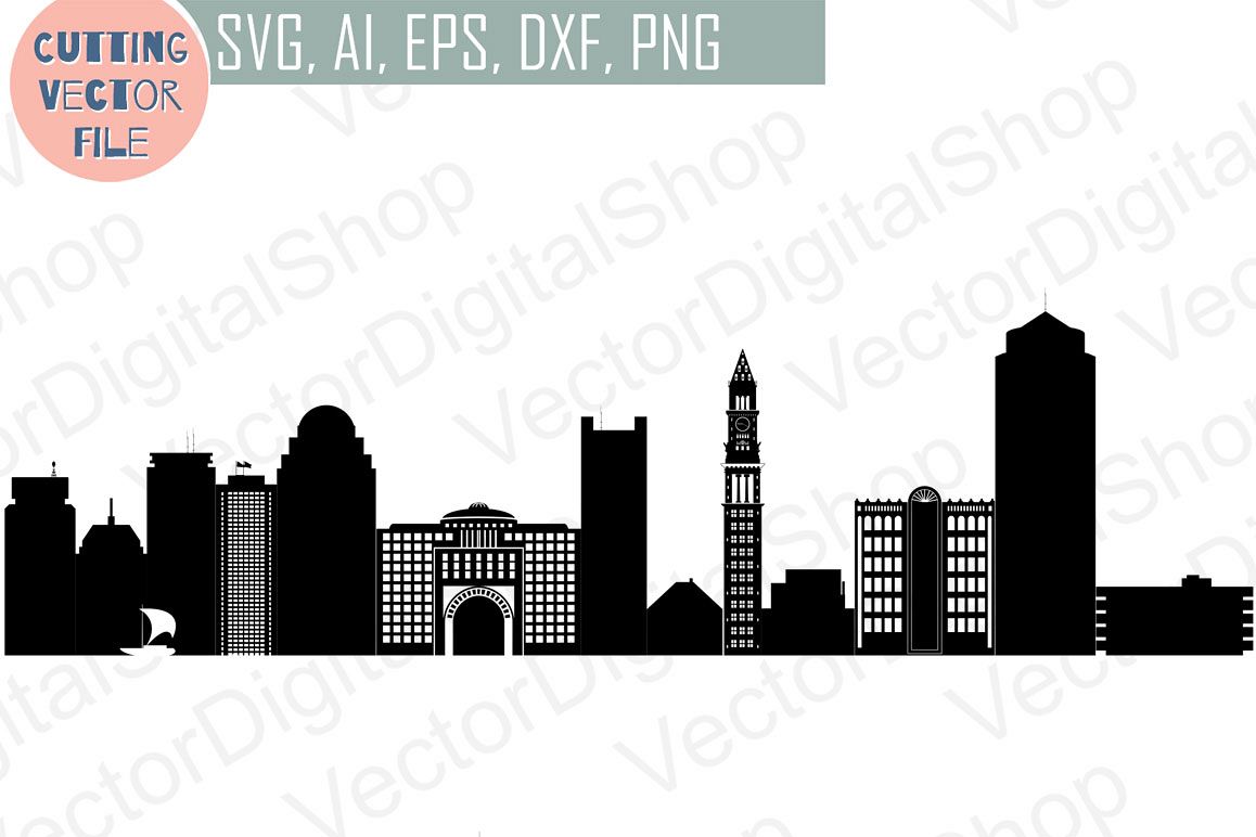 1158x772 Boston Skyline Vector, Massachusetts Usa City, Svg, Jpg, Png, Dwg