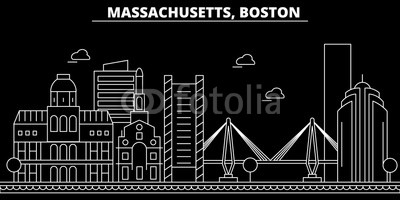 400x200 Boston Silhouette Skyline. Usa