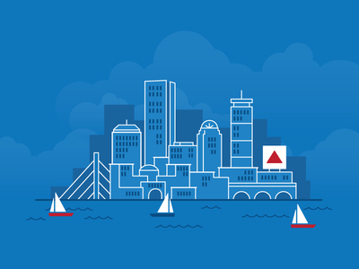 400x300 Boston Skyline Detailed Silhouette Trendy Vector Illustration