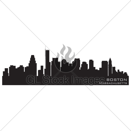500x500 Boston, Massachusetts Skyline. Detailed Vector Silhouette Gl
