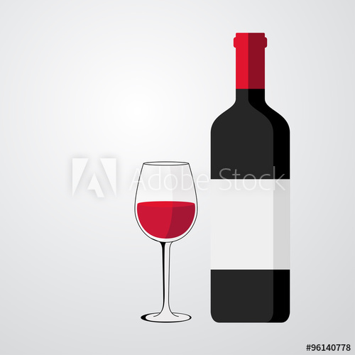 500x500 Icono Plano Botella De Vino Con Copa