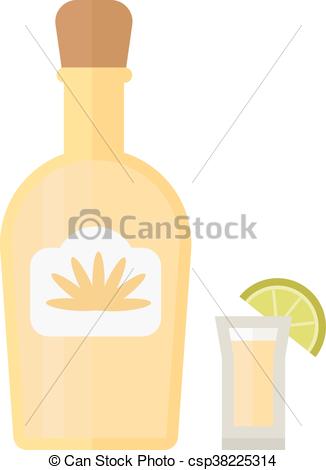 326x470 Tequila, Vector, Illustration., Botella. Alcohol., Mexicano