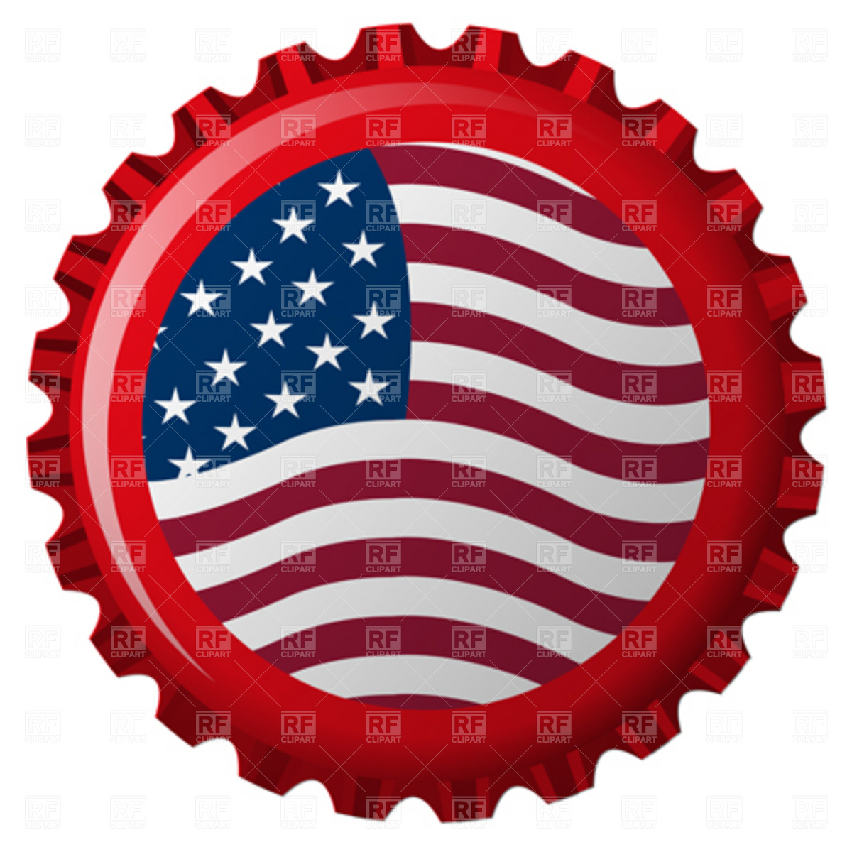 1200x1200 United States Stylized Flag On Bottle Cap Vector Image Vector