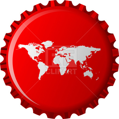 400x400 World Map On Red Beer Bottle Cap Vector Image Vector Artwork Of