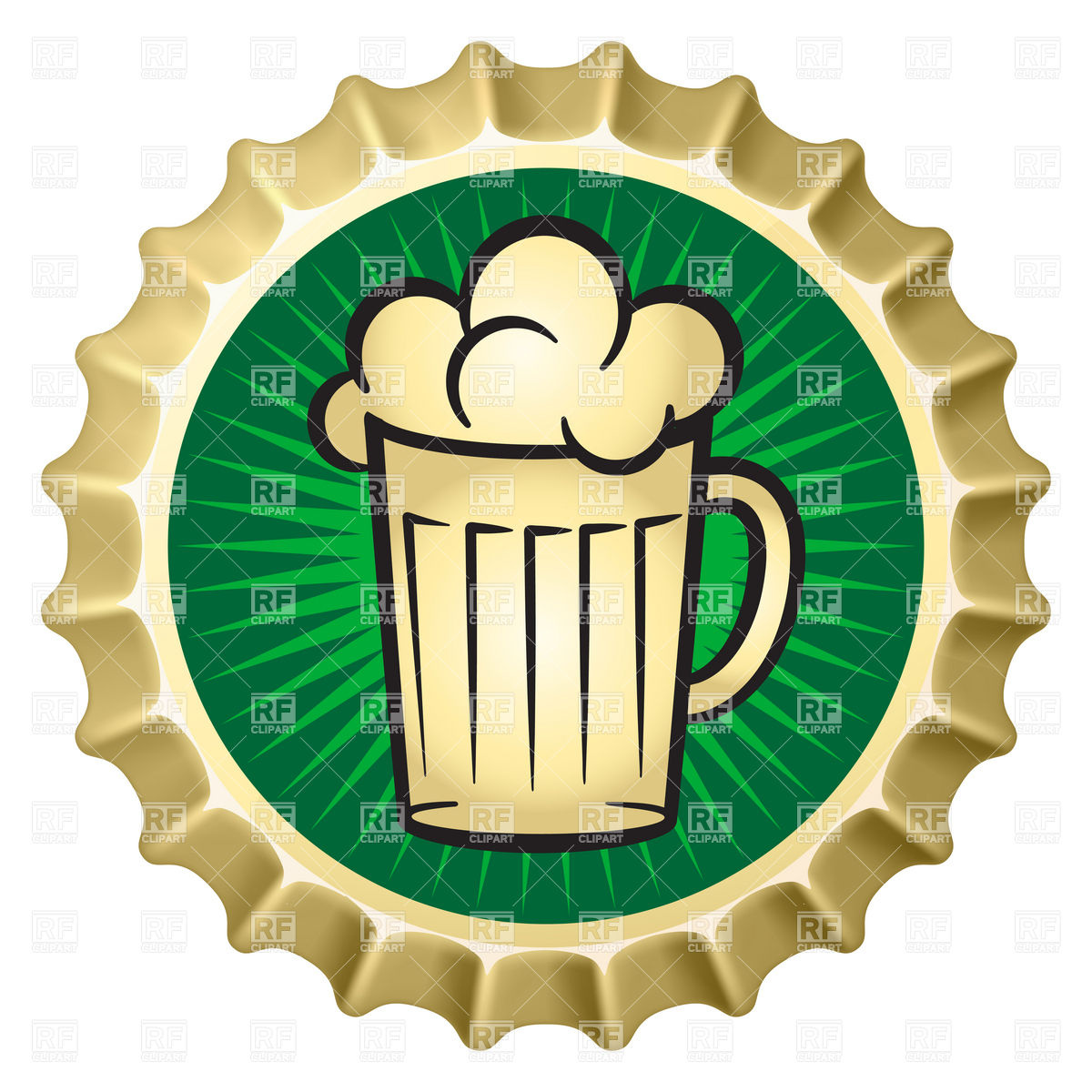 1200x1200 Beer Bottle Cap With Glass Of Beer Vector Image Vector Artwork