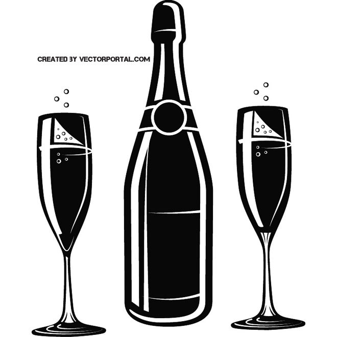 660x660 Champagne Bottle And Glasses Free Vector 123freevectors