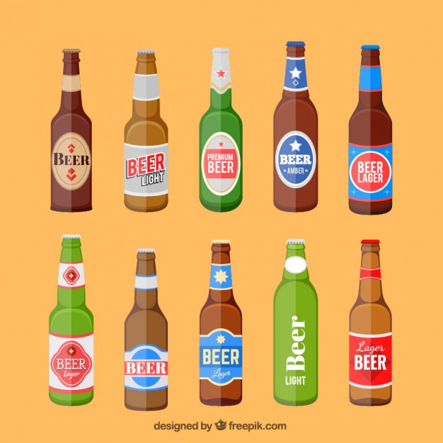 626x626 Beer Bottles Set With Label Vector Free Download