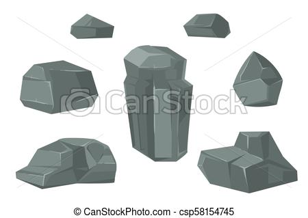 450x319 Stones And Rocks Cartoon Vector Boulders Set. Stones And Rocks