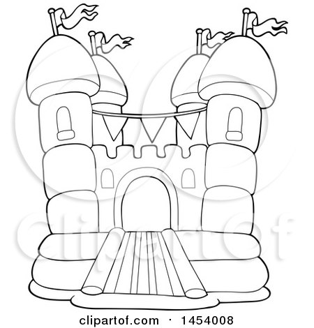 450x470 Cartoon Of Happy Children Playing On A Bouncy House Castle