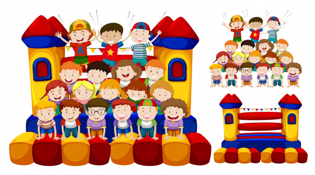 626x349 Happy Children Play In The Bouncing House Vector Premium Download