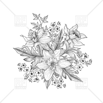 400x400 Floral Sketch Bouquet Vector Image Vector Artwork Of Objects