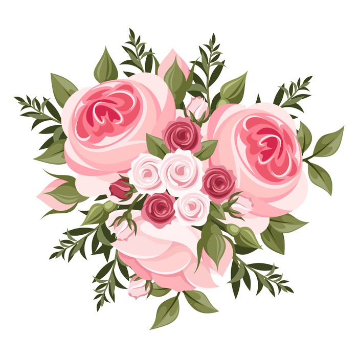 700x700 Pink Roses Bouquet. Vector Illustration. Poster We