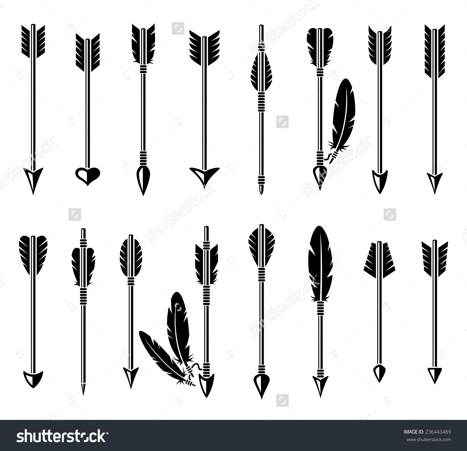 1500x1450 Bow Arrow Set. Vector