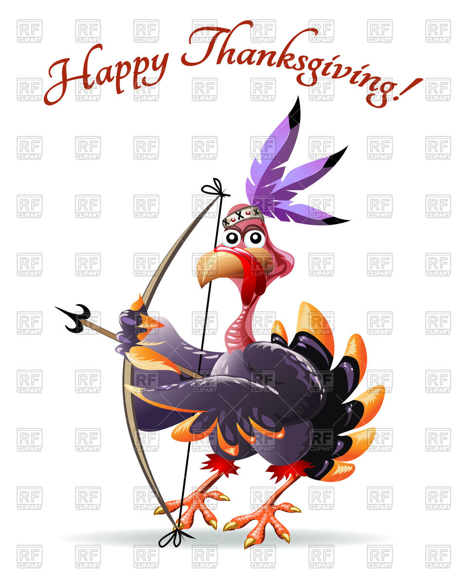960x1200 Frame With Cartoon Indian Turkey With Bow And Arrow Vector Image