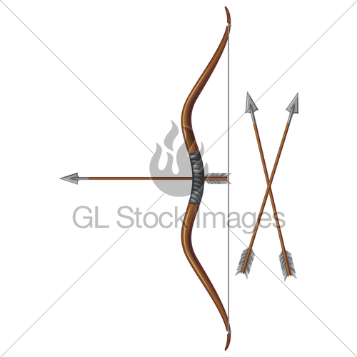 500x500 Bow And Arrow (Vector Bow Weapon With Arrow) Gl Stock Images