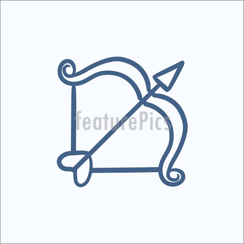 500x500 Bow And Arrow Sketch Icon. Illustration