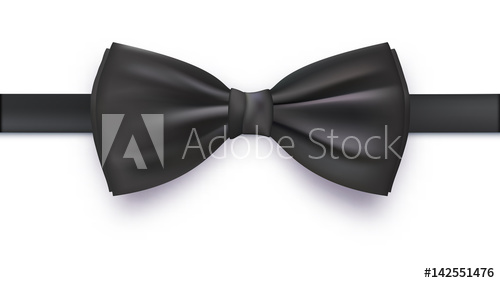 500x283 Realistic Black Bow Tie, Vector Illustration, Isolated On White