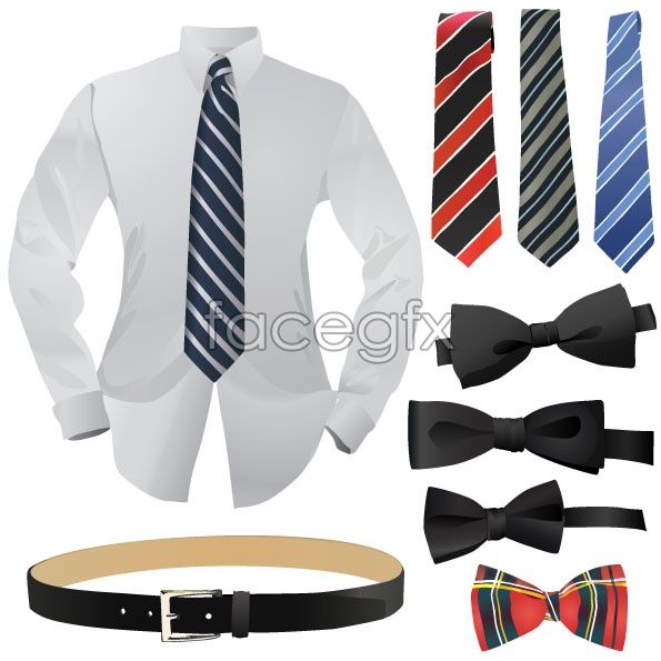 595x595 Dress Shirt Tie Belt Man Bow Tie Vector Life Vector