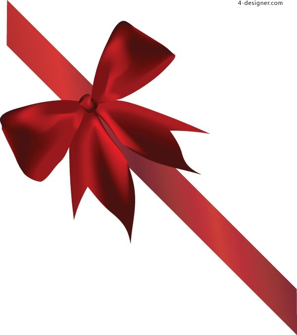 600x678 4 Designer Red Ribbon Bow Vector Material
