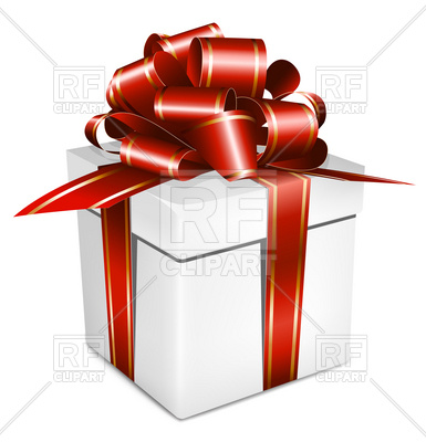 385x400 White Gift Box With Red Ribbon And Bow Vector Image Vector
