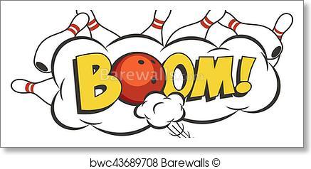 437x238 Art Print Of Vector Cartoon Bowling Strike Illustration. Moving