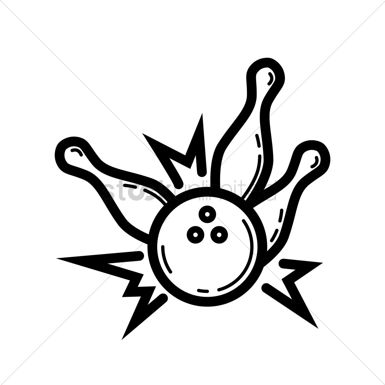 1300x1300 Bowling Ball Hitting Pin Vector Image