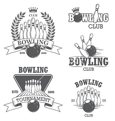 380x400 Bowling Emblems Logos Vector