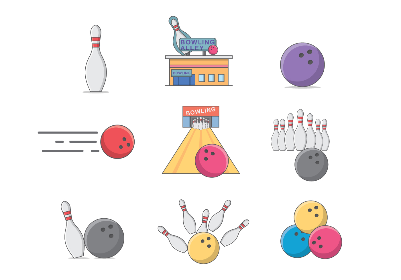1400x980 Bowling Pins Free Vector Art
