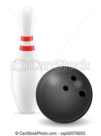 349x470 Bowling Ball And Pin Vector Illustration Isolated On White Background.