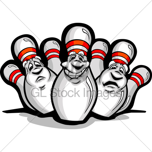 500x500 Happy Cartoon Bowling Pins Vector Illustration Gl Stock Images
